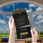 Zwarte gouden confetti verjaardag rsvp all in one uitnodiging
