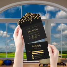 Zwarte gouden confetti verjaardag rsvp