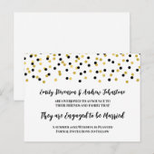 Zwarte Gouden Confetti Verlovingsaankondiging Aankondigingskaart (Voorkant / Achterkant)