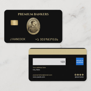 Zwarte Gouden Creditcard Stijl Visitekaartje