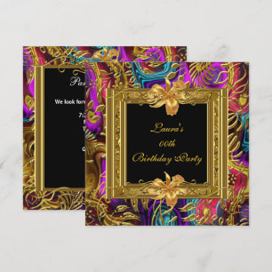  zwarte gouden Damask Birthday Party Kaart