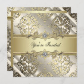 Zwarte Gouden Damast Partij Kaart (Voorkant / Achterkant)