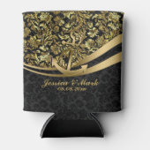 Zwarte & Gouden Damasten met ZeevaartAnker Blikjeskoeler (Voorkant)