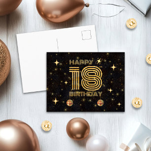 Zwarte Gouden Dansende Disco Bal 18e Verjaardag Briefkaart