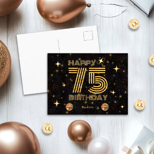Zwarte Gouden Dansende Disco Bal 75e Verjaardag Briefkaart