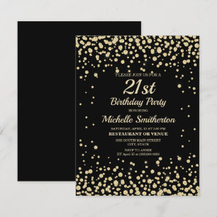 Zwarte Gouden Diamant Glitter Vrouwen 21e Verjaard Kaart