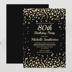 Zwarte Gouden Diamant Glitter Vrouwen 80ste Verjaa Kaart