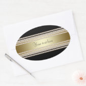 Zwarte Gouden Diamant Ovale Sticker (Envelop)