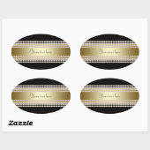Zwarte Gouden Diamant Ovale Sticker (Vel)