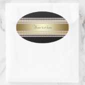 Zwarte Gouden Diamant Ovale Sticker (Tas)