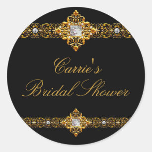 Zwarte & gouden diamanten juweel bruiloft sticker