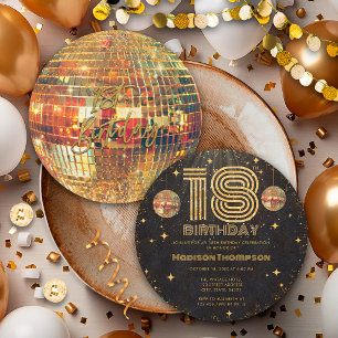 Zwarte Gouden Disco Bal Gouden Verjaardag 18e Fees Kaart