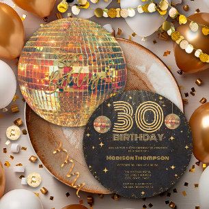 Zwarte Gouden Disco Bal Gouden Verjaardag 30e Fees Kaart