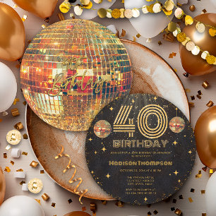 Zwarte Gouden Disco Bal Gouden Verjaardag 40e Fees Kaart