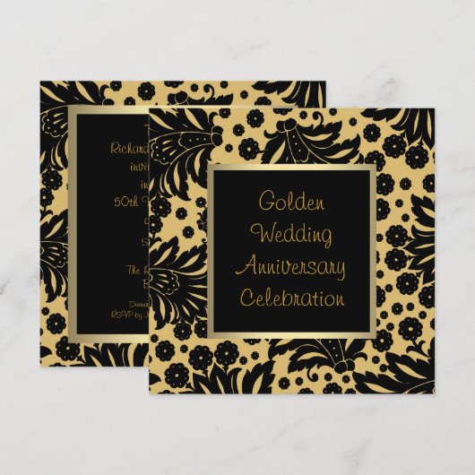 Zwarte Gouden Draai 50ste Huwelijksverjaardag Kaart (Voorkant / Achterkant)