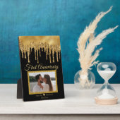 zwarte gouden druppelaar eerste verjaardag fotoplaat (Zijkant)