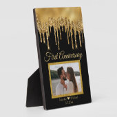 zwarte gouden druppelaar eerste verjaardag fotoplaat (Zijkant)