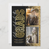 Zwarte gouden dubbele afstudeerdiner kaart (Voorkant)