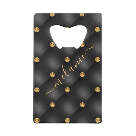 Zwarte Gouden Edelsteen Bottle Opener met Aangepas Creditkaart Flessenopener (Achterkant)