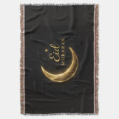 Zwarte & Gouden Eid Mubarak Decoratiekussen – Rama Deken (Voorkant Verticaal)