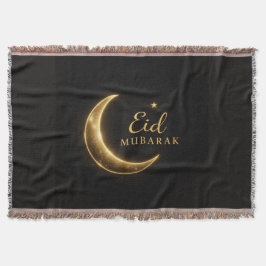 Zwarte & Gouden Eid Mubarak Decoratiekussen – Rama Deken