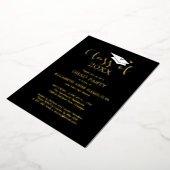 Zwarte gouden einfeest voor middelbare scholieren  folie uitnodiging (Gedraaid)