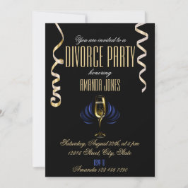 Zwarte gouden elegante champagne scheidingspartij kaart