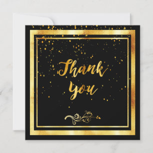 Zwarte gouden elegante dank je bedankkaart