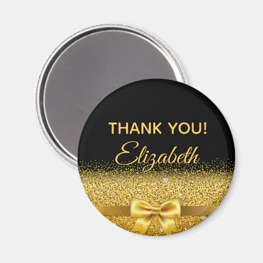 Zwarte gouden elegante Dank je verjaardagsnaam Magneet (Voorkant / Achterkant)