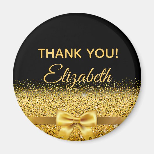 Zwarte gouden elegante Dank je verjaardagsnaam Magneet (Voorkant)