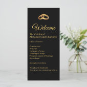 Zwarte Gouden Elegante Huwelijksprogramma (Staand voorkant)