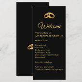 Zwarte Gouden Elegante Huwelijksprogramma (Voorkant / Achterkant)