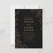 Zwarte Gouden Elegante Minimalistische QR Code Tro Kaart (Voorkant)