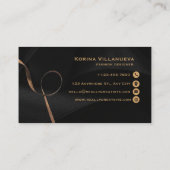 Zwarte Gouden Elegante Modeontwerper  Visitekaartje (Achterkant)