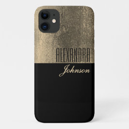 Zwarte Gouden Elegante Naam iPhone Hoesje