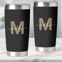 Zwarte Gouden Elegante Naam Monogram
