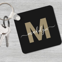 Zwarte Gouden Elegante Naam Monogram