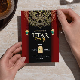 Zwarte Gouden Elegante Ramadan Iftar Feest Uitnodi Kaart
