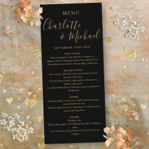 Zwarte Gouden Elegante Signature Trouwmenu
