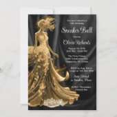 Zwarte Gouden Elegante Sneaker Bal  Kaart (Voorkant)