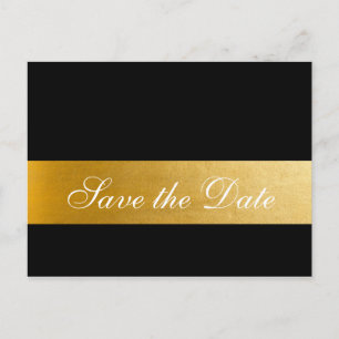 Zwarte Gouden Elegante Trouwkaart 'Save the Date'  Aankondigingskaart