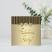 Zwarte Gouden Elegante Vrouw 40e Verjaardagsfeestj Kaart (Staand voorkant)