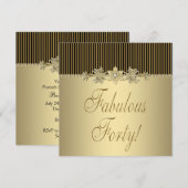 Zwarte Gouden Elegante Vrouwen 40e Verjaardagsfees Kaart (Voorkant / Achterkant)