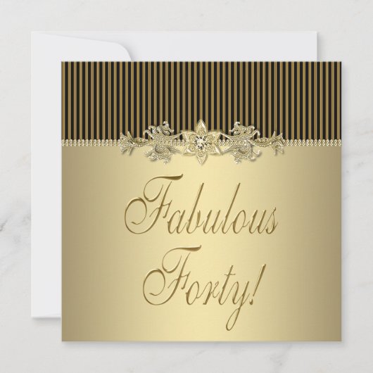 Zwarte Gouden Elegante Vrouwen 40e Verjaardagsfees Kaart (Voorkant)