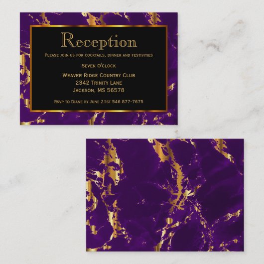 Zwarte, gouden en Paarse marmer - Ontvangst Informatiekaartje (Voorkant / Achterkant)