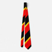 Zwarte gouden en rode brede streep stropdas (Achterkant)