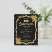 Zwarte gouden en witte Quinceañera-verjaardagsuitn Briefkaart (Staand voorkant)