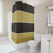 Zwarte, gouden en witte strepen douchegordijn (In situ)