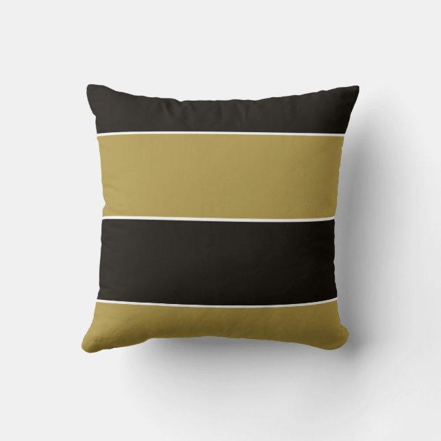 Zwarte, gouden en witte strepen kussen (Achterkant)