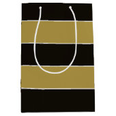 Zwarte, gouden en witte strepen medium cadeauzakje (Voorkant)